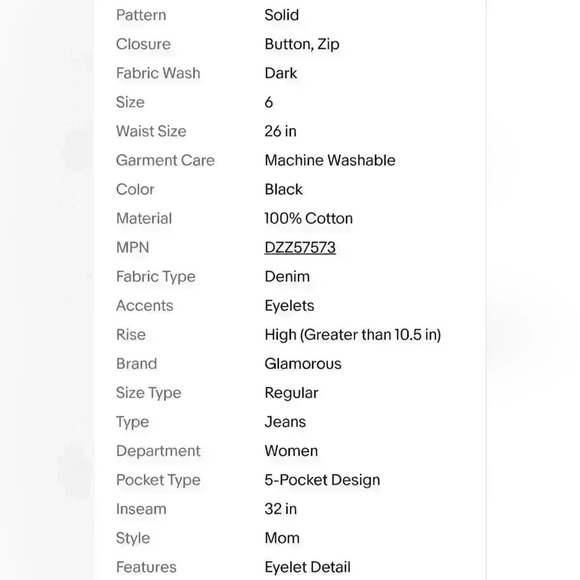 Glamorous Tall High-Rise Mom Jean With Eyelet Detail Black Women's Jeans $75 - Picture 11 of 11